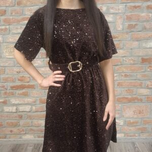 Unique - Barna csillogós alkalmi ruha