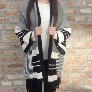 Adeléna - Fekete - fehér csíkos kardigán