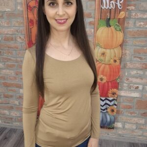 Basic - Világosbarna pamut felső