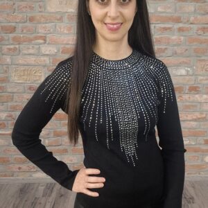 Flóra - fekete apró strasszos felső