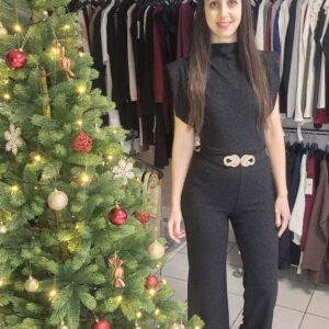 Olga - Fekete csillogós overall