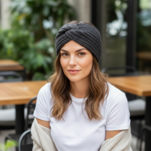 Gerda - Fekete kötött fülvédő