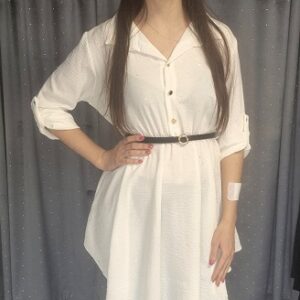 Cecil - Fehér alapon  ezüst csillogós ruha